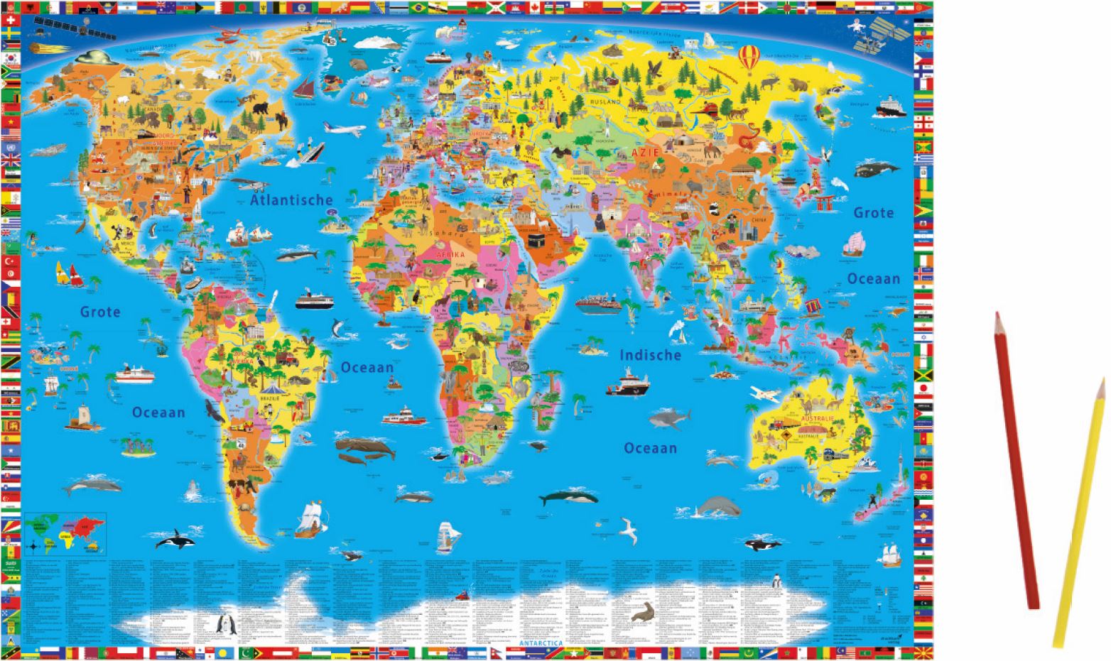 Muismat Geïllustreerde Politieke wereldkaart