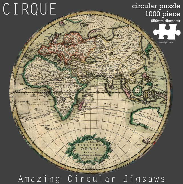 Puzzle World vintage map 1000 pieces round in square box
