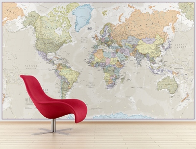 World Map Mural Classic